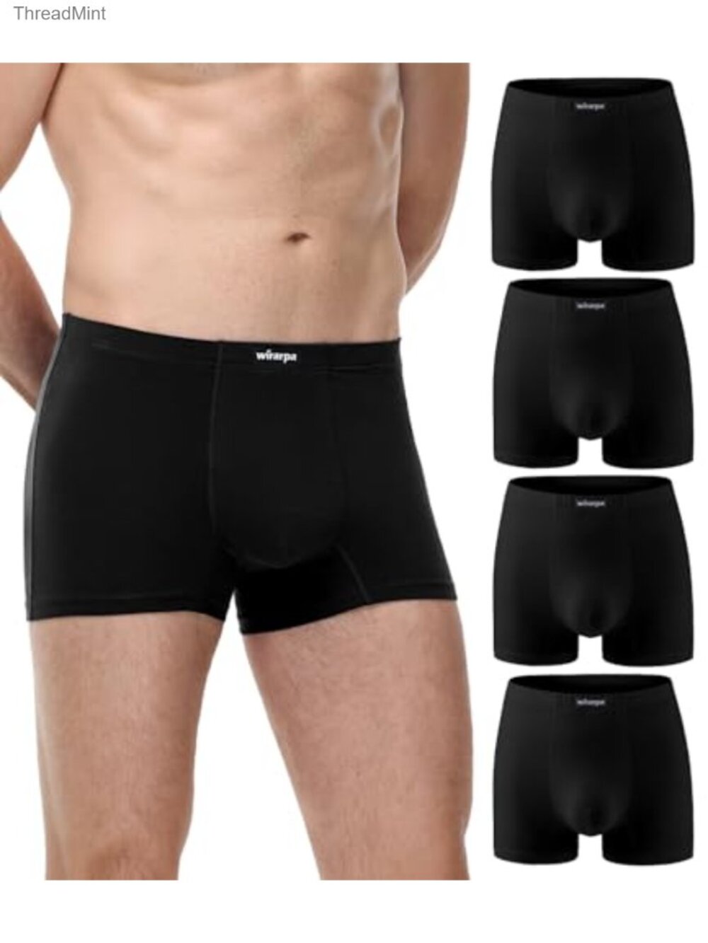 Men's Cotton Trunks Underwear Short Leg Boxer Briefs 4 Pack No Fly